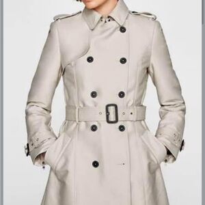Zara Women's Classic Trench Coat - Light Gray